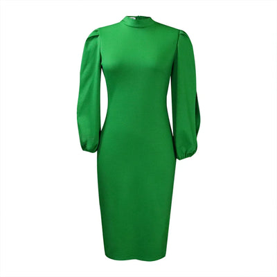 Formal Sheath Midi Dress – African O-Neck Business Style