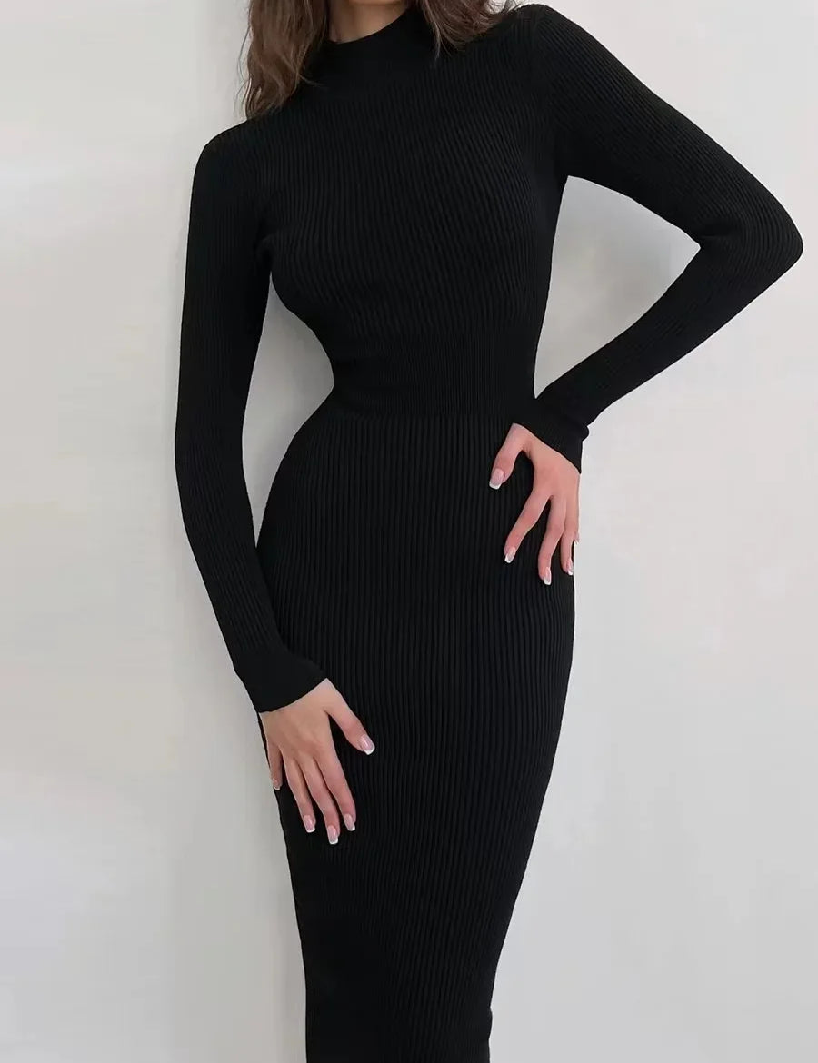 New Knitted Turtleneck Dress