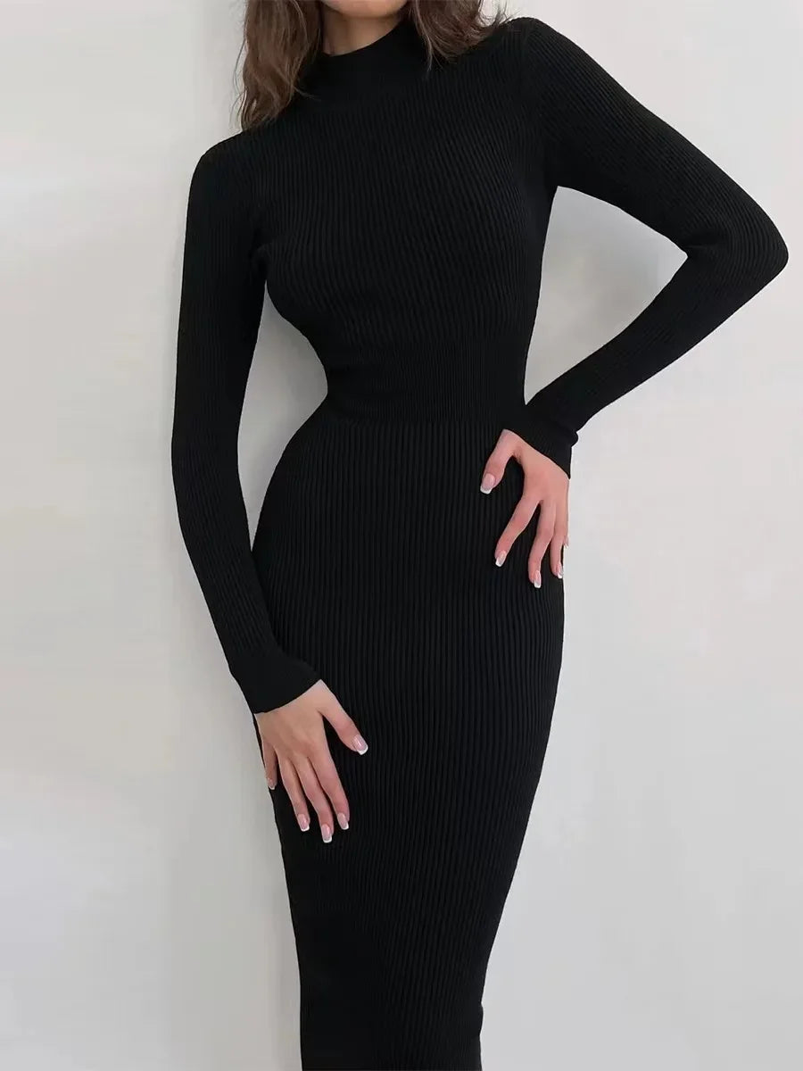 New Knitted Turtleneck Dress