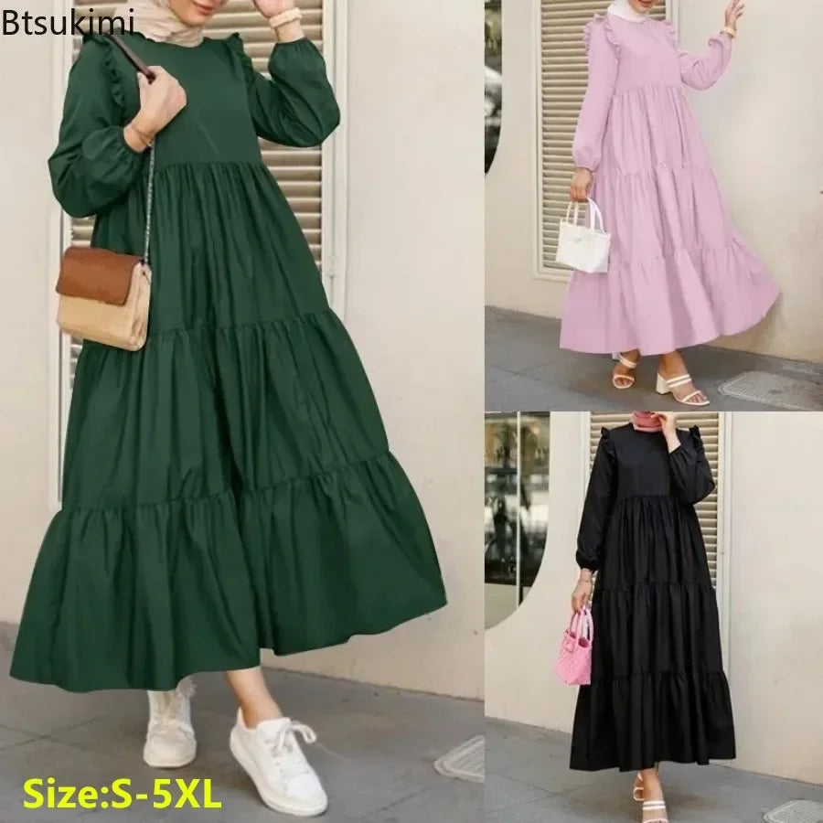 2025 Modest Maxi Dress – Vintage O-Neck Islamic Kaftan Abaya Style