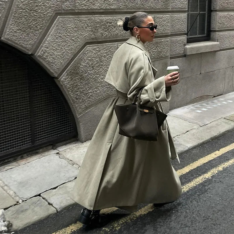 Wool Blend Coat – Elegant Belted Winter Wear