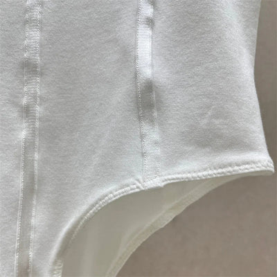 Cotton Knit Bodysuit – Slim Fit Round Neck Tee