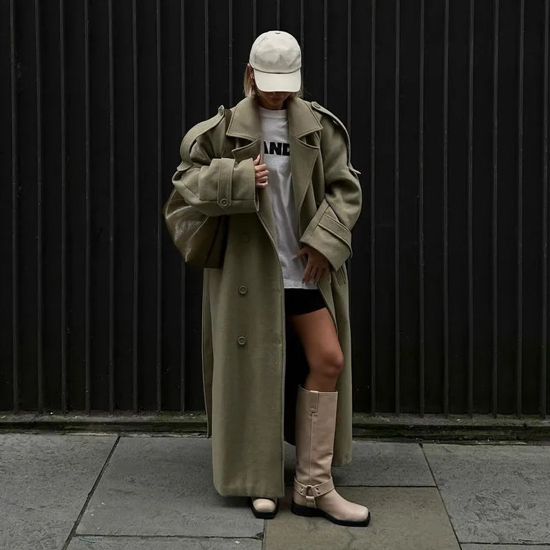 Wool Blend Coat – Elegant Belted Winter Wear