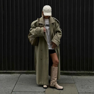 Wool Blend Coat – Elegant Belted Winter Wear