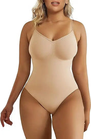 V Neck Spaghetti Strap Shapewear Bodysuit