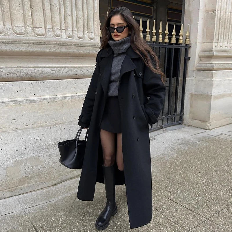 Wool Blend Coat – Elegant Belted Winter Wear