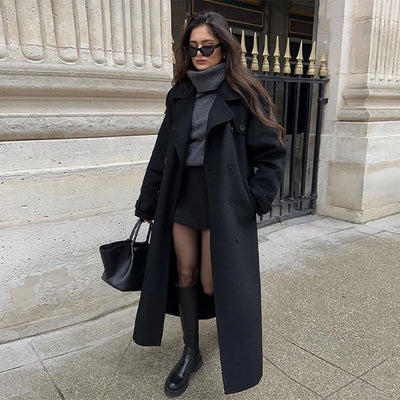 Wool Blend Coat – Elegant Belted Winter Wear