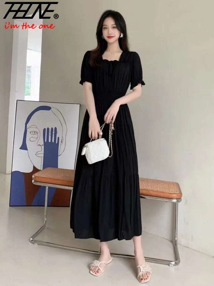 Boho Cotton Maxi Dress – Korean Vintage Holiday Look