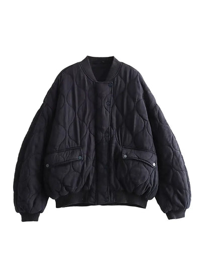 Quilted Grey Cotton Casual Jacket
