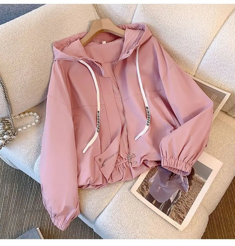 Hooded Zipper Jacket – Women’s Loose Fit