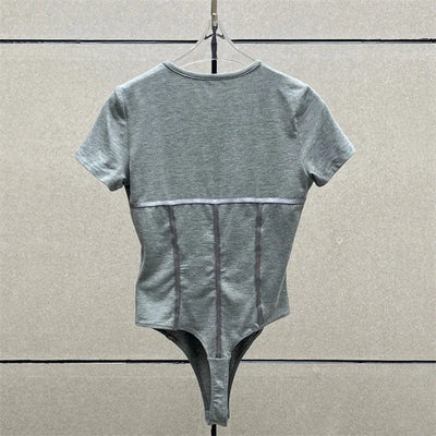 Cotton Knit Bodysuit – Slim Fit Round Neck Tee