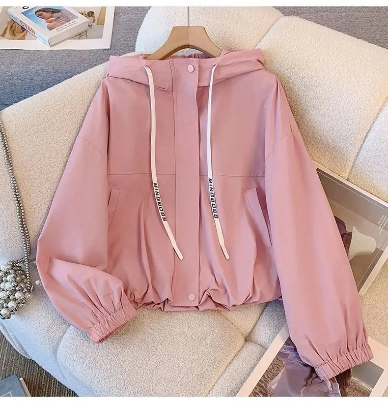 Hooded Zipper Jacket – Women’s Loose Fit