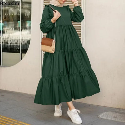 2025 Modest Maxi Dress – Vintage O-Neck Islamic Kaftan Abaya Style