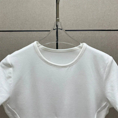 Cotton Knit Bodysuit – Slim Fit Round Neck Tee