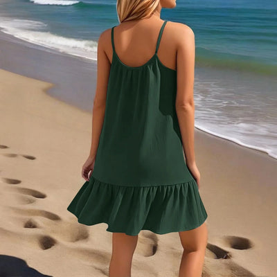Spaghetti Strap Ruffle Dress – Sleeveless Beach Look