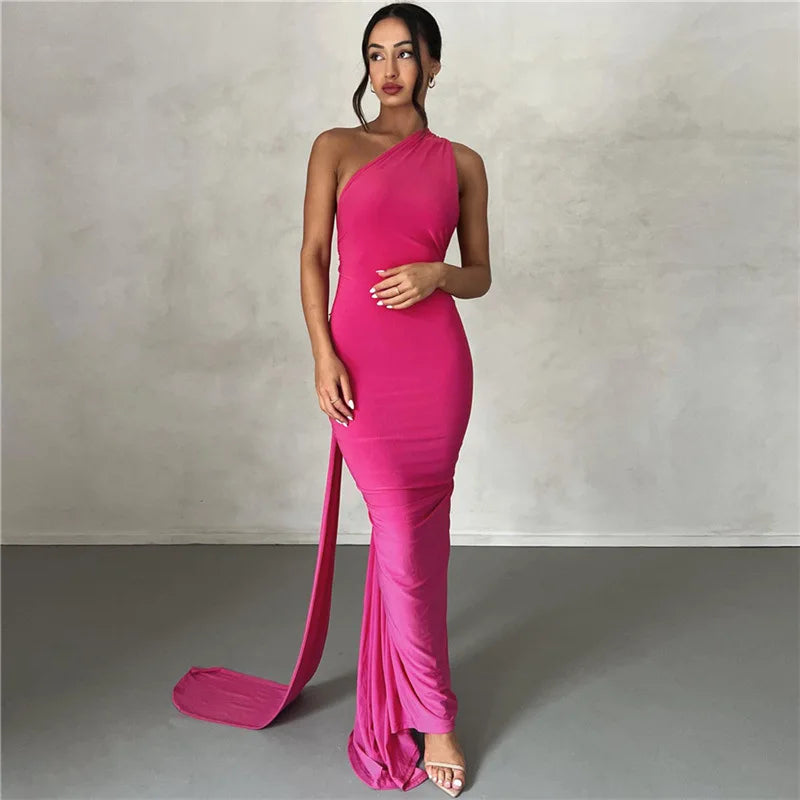 Elegant One Shoulder Maxi Dress