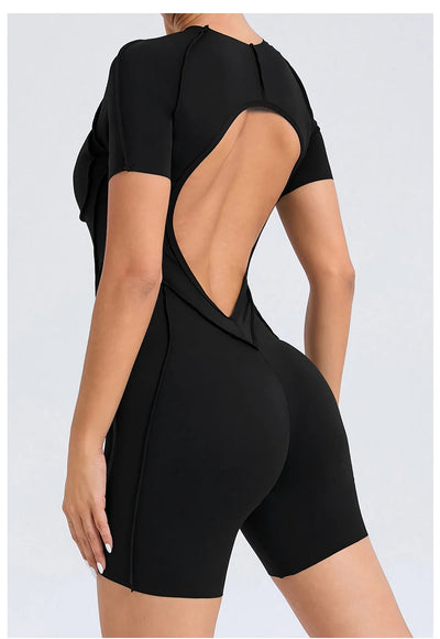 Backless Scrunch Jumpsuit – Women’s Fitness Yoga Romper