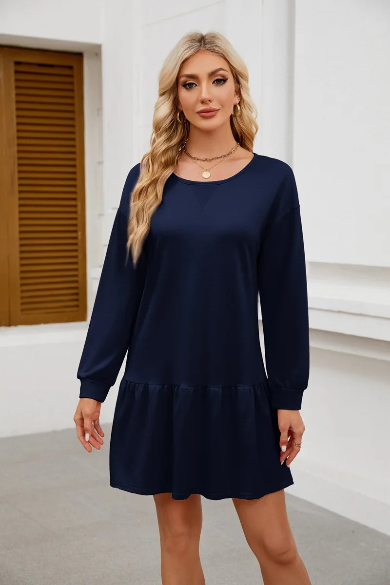 Sweater Bodycon Dress – Solid Round Neck Autumn Look