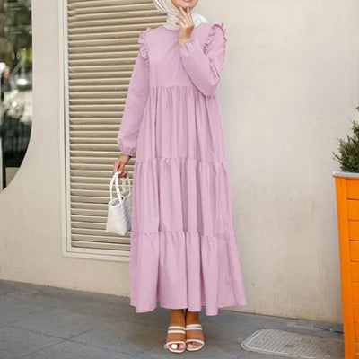 2025 Modest Maxi Dress – Vintage O-Neck Islamic Kaftan Abaya Style