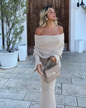 Long Sleeve Hollow Out Knitted Dress