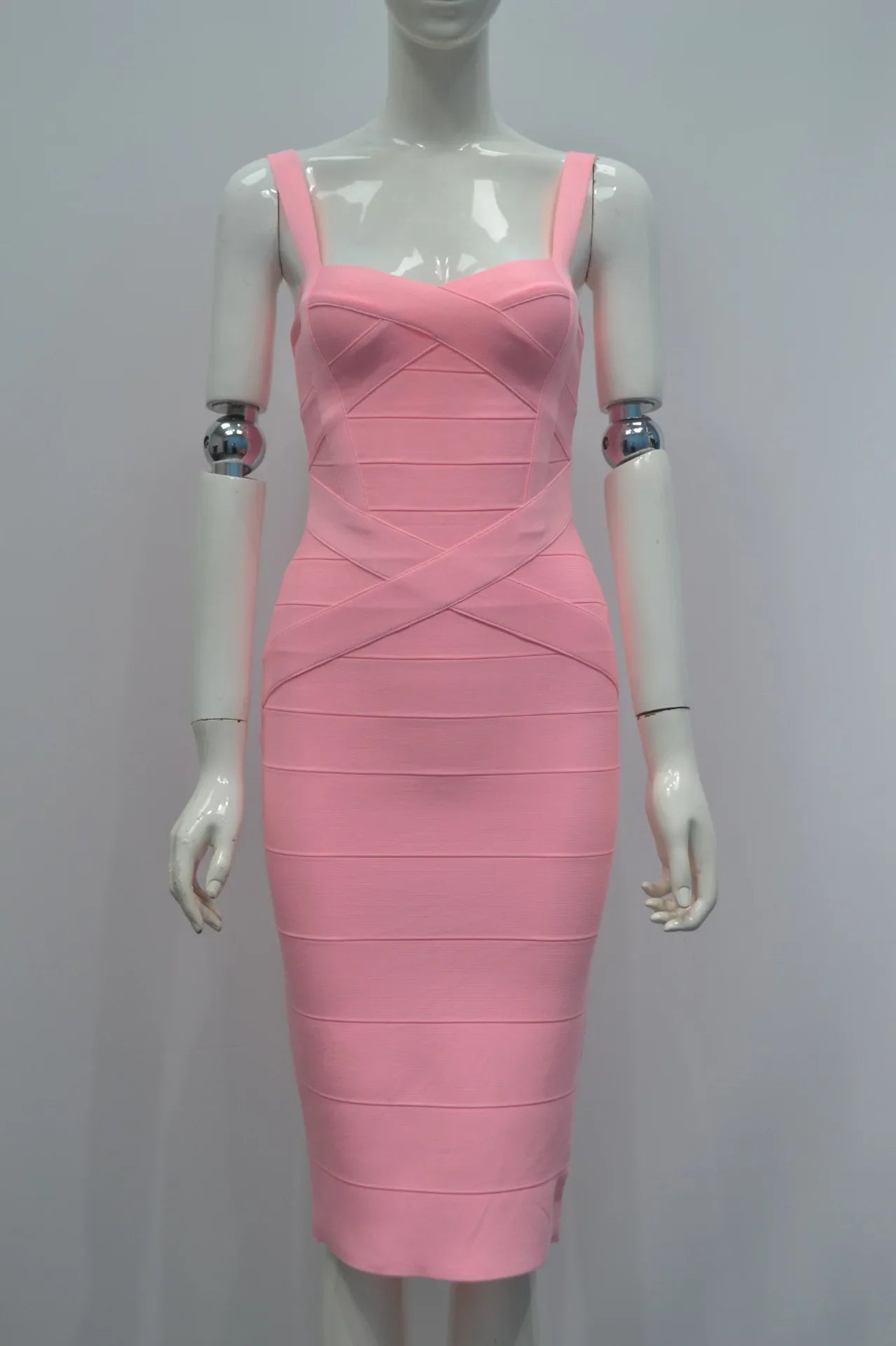 2024 Bandage Bodycon Midi Dress – Royal Spaghetti Strap Party Style