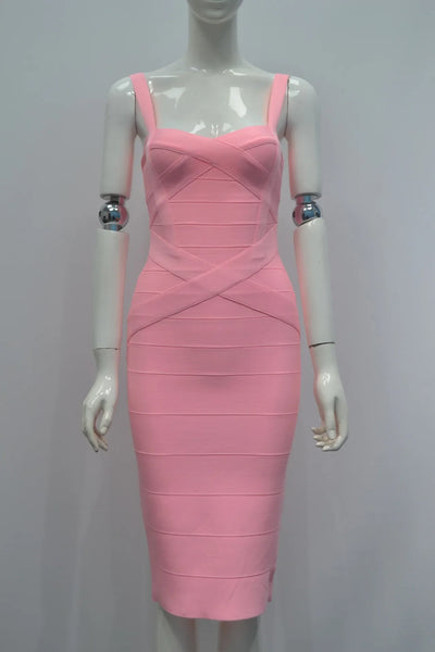 2024 Bandage Bodycon Midi Dress – Royal Spaghetti Strap Party Style