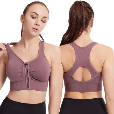 Front Zipper Sports Bra – Fashion Fitness Vest for Women