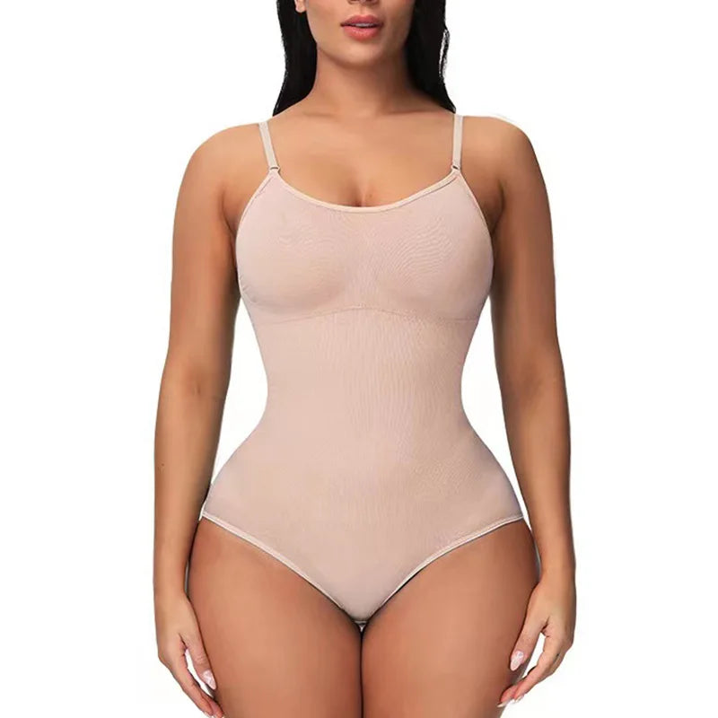 V Neck Spaghetti Strap Shapewear Bodysuit