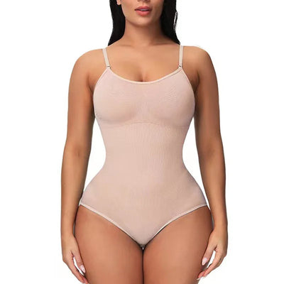 V Neck Spaghetti Strap Shapewear Bodysuit