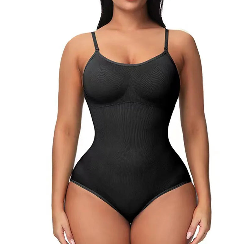 V Neck Spaghetti Strap Shapewear Bodysuit