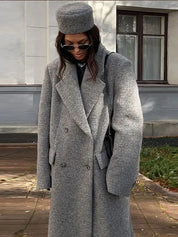 Turn Down Grey Collar Coat