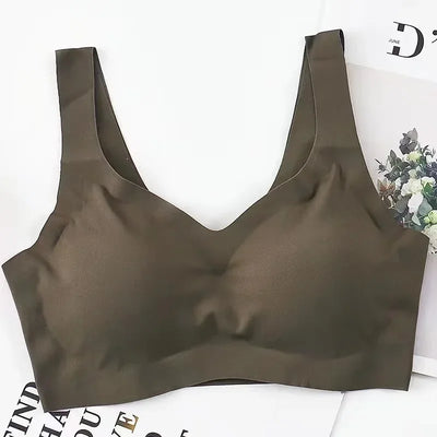 Seamless Ribbed Sports Bra – Black Yoga Crop Top