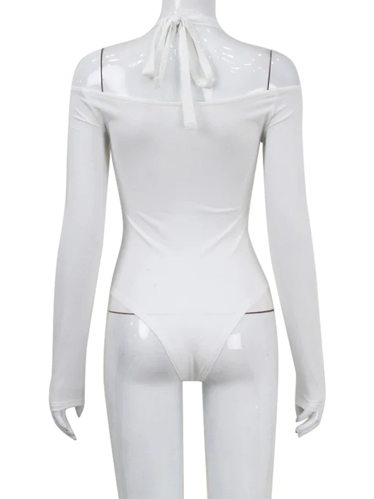 Off-Shoulder Long Sleeve Bodysuit – Sexy Slim Fit Streetwear