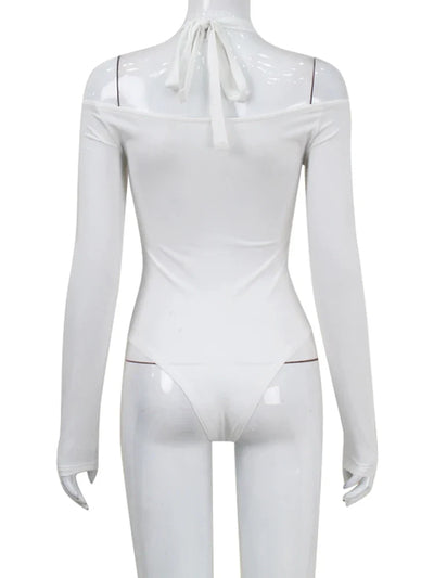 Off-Shoulder Long Sleeve Bodysuit – Sexy Slim Fit Streetwear