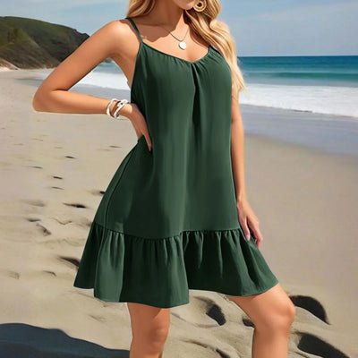 Spaghetti Strap Ruffle Dress – Sleeveless Beach Look