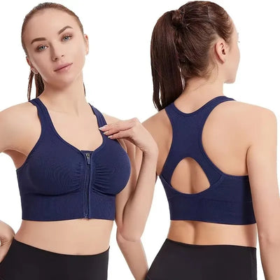 Front Zipper Sports Bra – Fashion Fitness Vest for Women