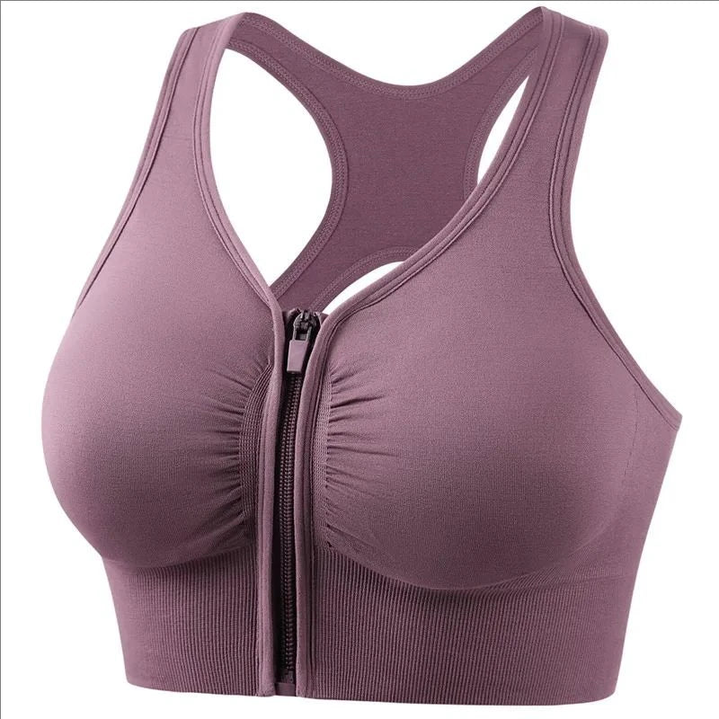 Front Zipper Sports Bra – Fashion Fitness Vest for Women