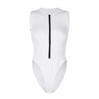 Zipper Front Bodysuit – Sexy Sleeveless One-Piece