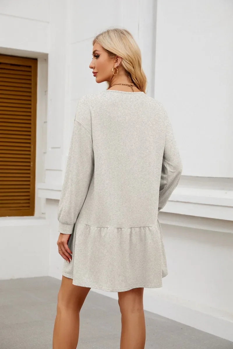 Sweater Bodycon Dress – Solid Round Neck Autumn Look