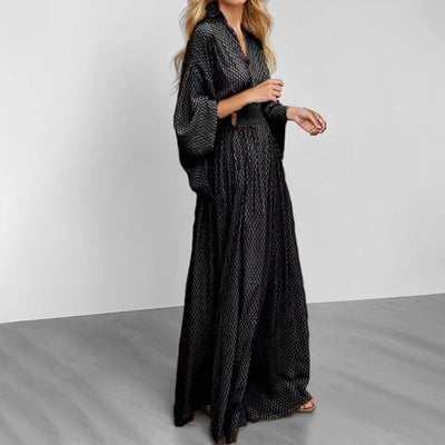 2025 Vacation Maxi Dress – Sexy Folded V-Neck with Long Sleeves