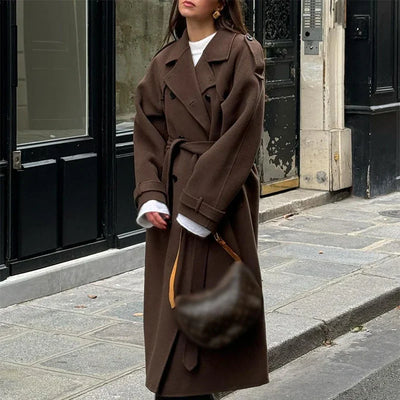 Wool Blend Coat – Elegant Belted Winter Wear