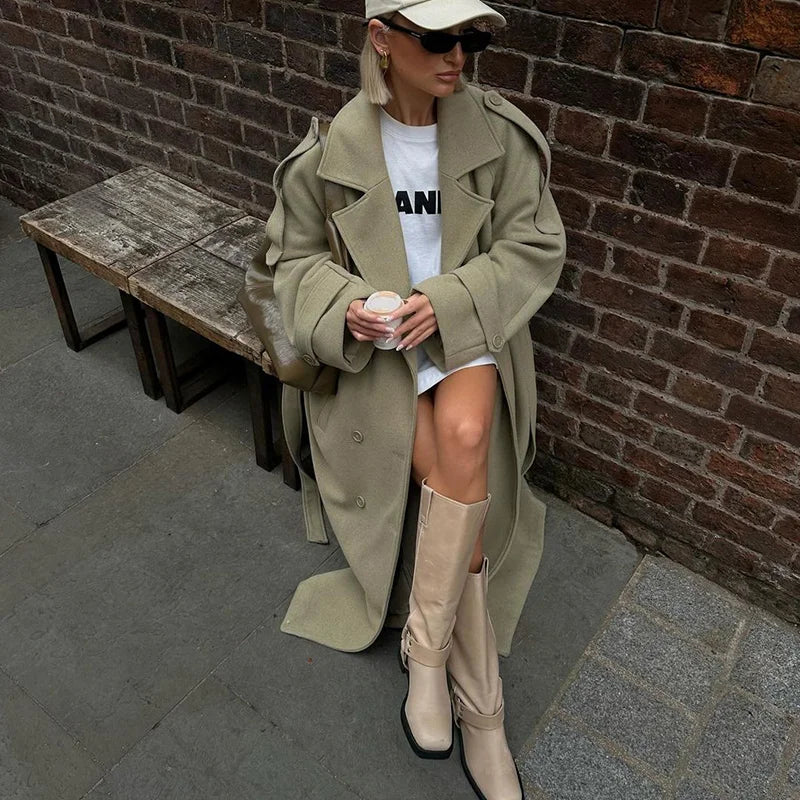 Wool Blend Coat – Elegant Belted Winter Wear