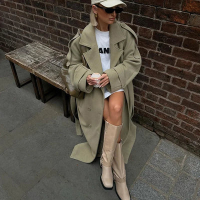 Wool Blend Coat – Elegant Belted Winter Wear