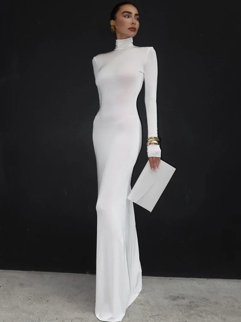 Turtleneck Long Maxi Dress