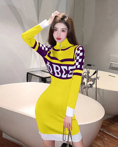 Sexy Crochet Bodycon Dress – Knitted Y2K Long Sleeve Look
