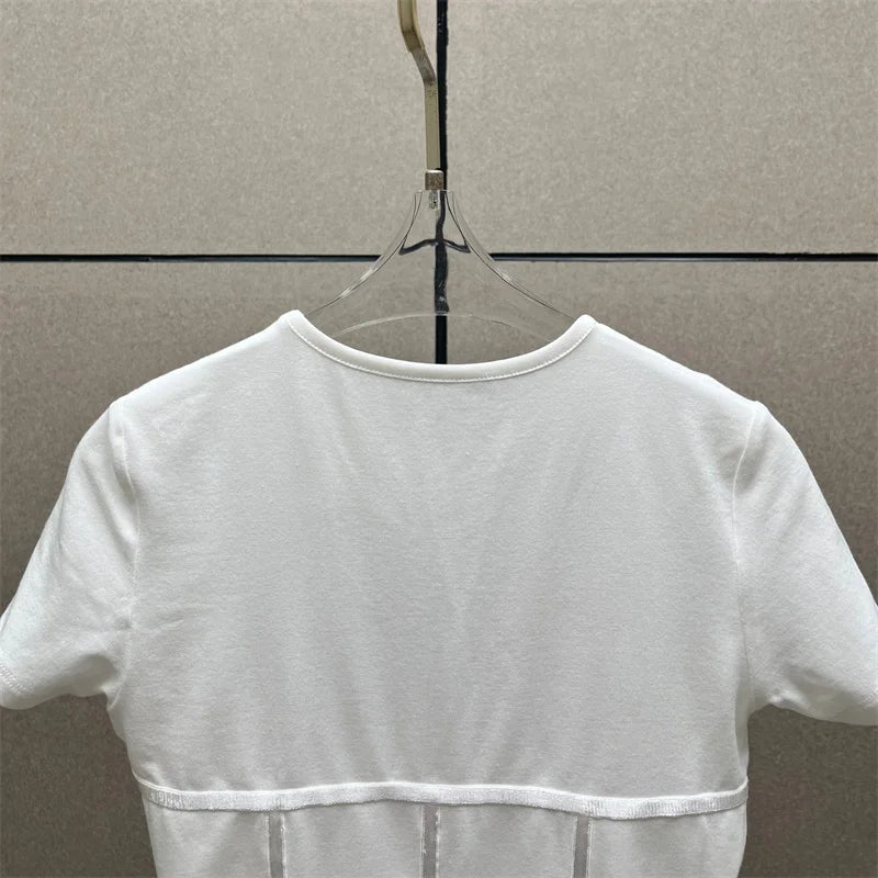 Cotton Knit Bodysuit – Slim Fit Round Neck Tee