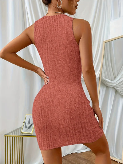 Sleeveless Bodycon Dress – Elegant Crew Neck Spring Style
