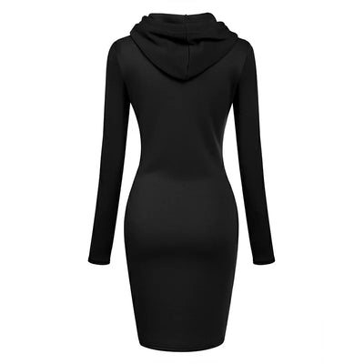Hooded Sweatshirt Dress – Casual Pocket Mini Style