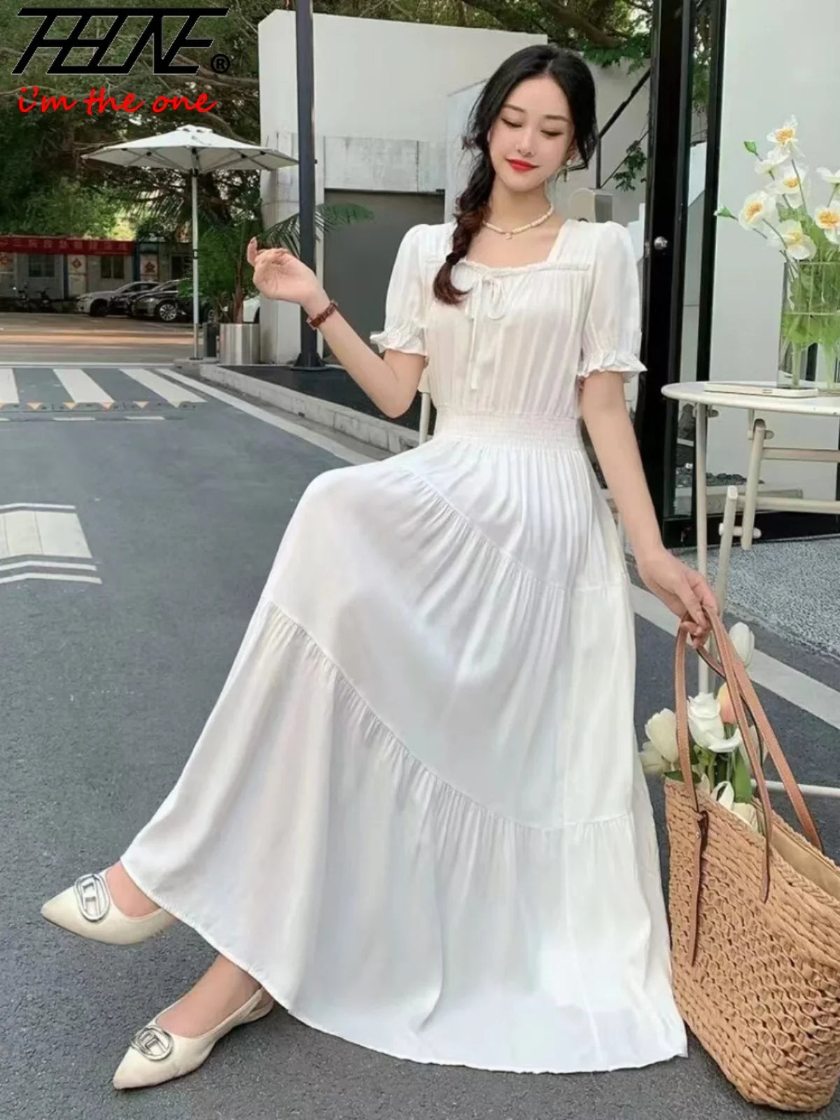 Boho Cotton Maxi Dress – Korean Vintage Holiday Look