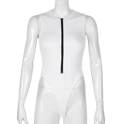 Zipper Front Bodysuit – Sexy Sleeveless One-Piece